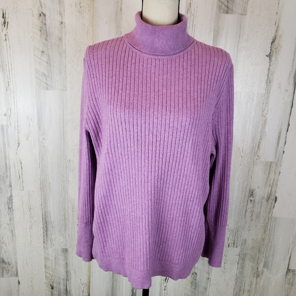 Talbots Lavender Ribbed Turtleneck Sweater Size 2X